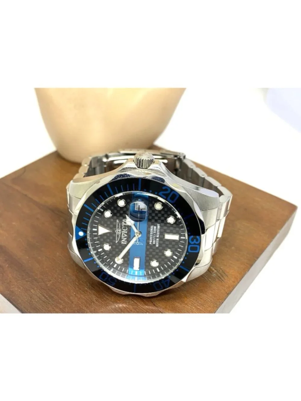 Invicta Mens Watch 14702 Pro Diver Quartz Black Dial Silver Stainless Steel 47mm